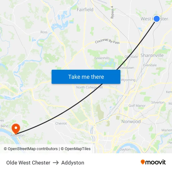 Olde West Chester to Addyston map