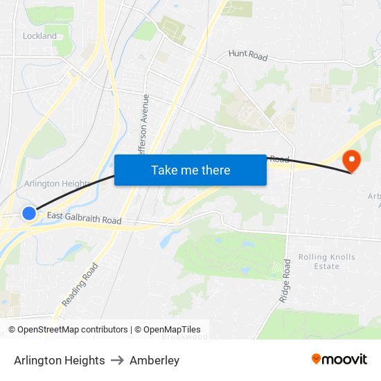 Arlington Heights to Amberley map