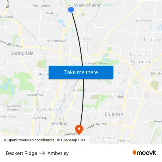 Beckett Ridge to Amberley map