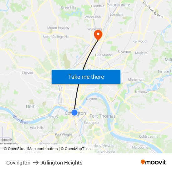 Covington to Arlington Heights map