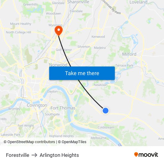 Forestville to Arlington Heights map