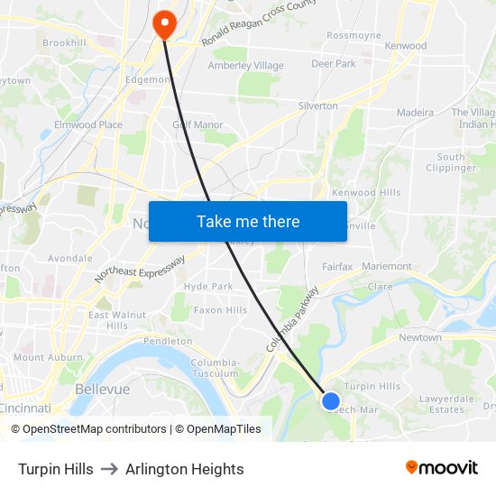 Turpin Hills to Arlington Heights map