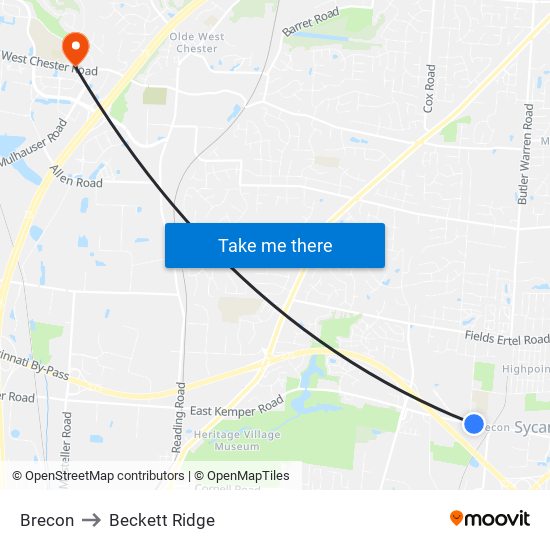 Brecon to Beckett Ridge map
