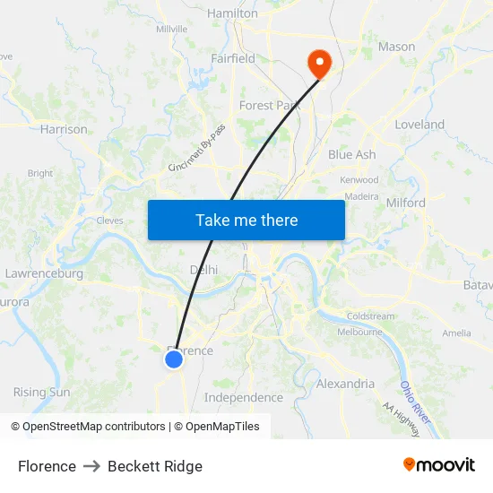 Florence to Beckett Ridge map
