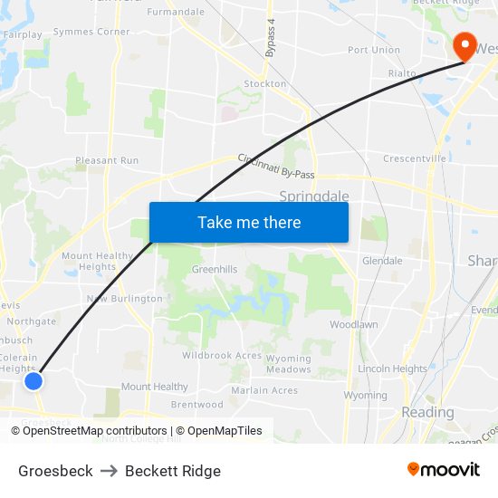 Groesbeck to Beckett Ridge map