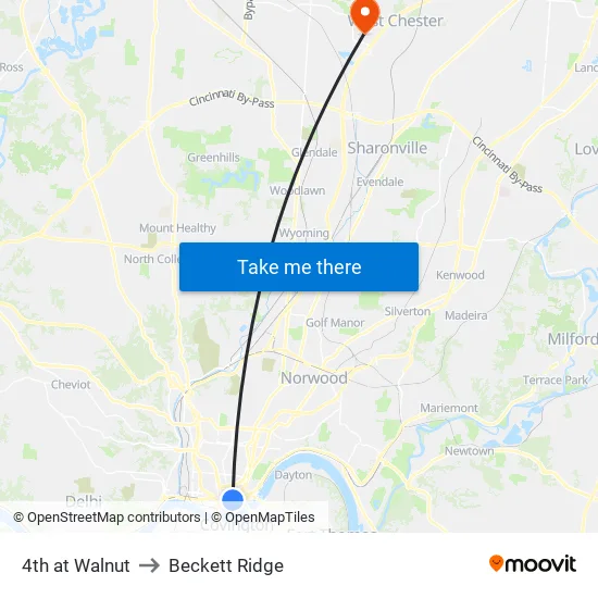 4th at Walnut to Beckett Ridge map