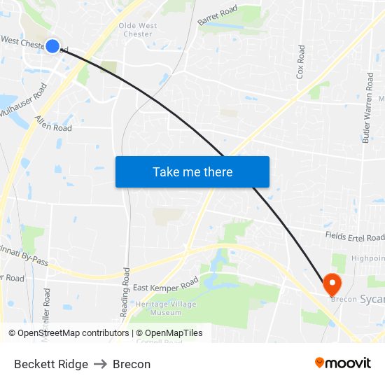Beckett Ridge to Brecon map