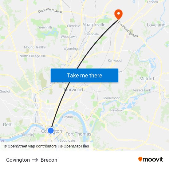 Covington to Brecon map