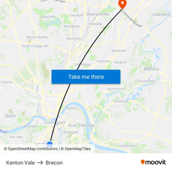 Kenton Vale to Brecon map