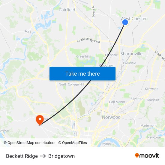Beckett Ridge to Bridgetown map