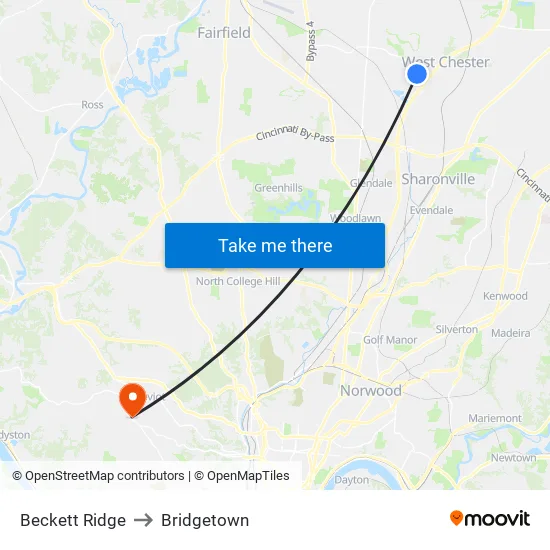Beckett Ridge to Bridgetown map