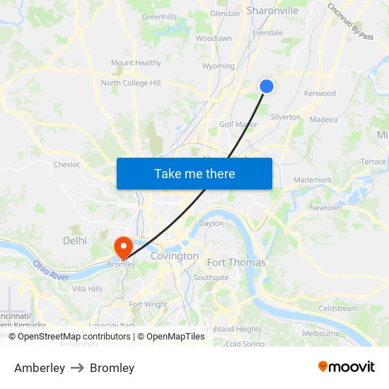 Amberley to Bromley map