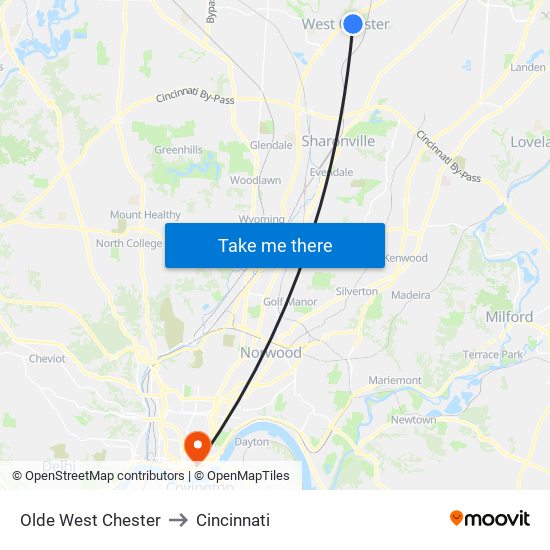 Olde West Chester to Cincinnati map