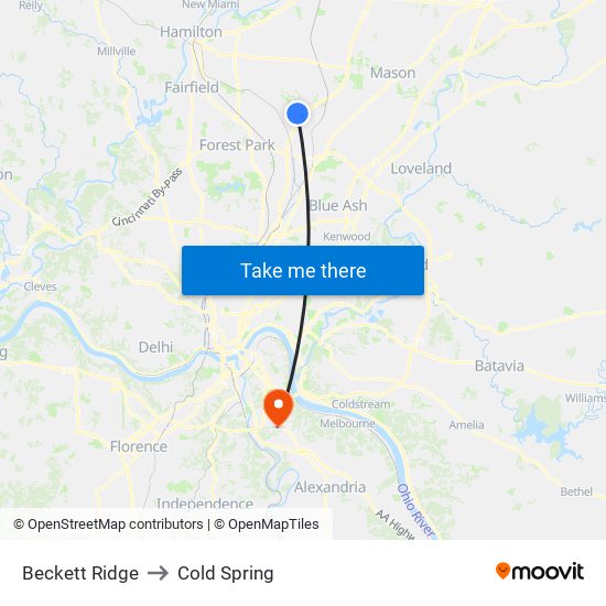 Beckett Ridge to Cold Spring map