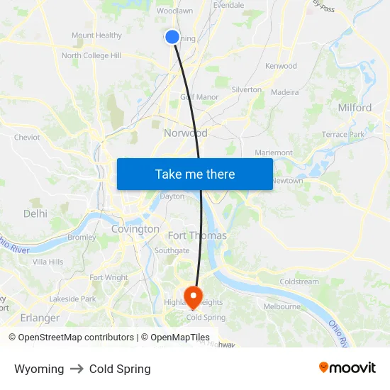 Wyoming to Cold Spring map