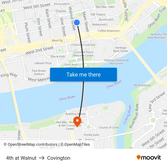 4th at Walnut to Covington map