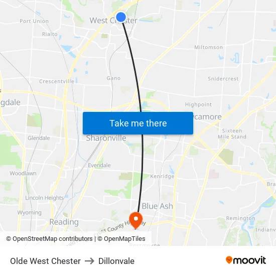 Olde West Chester to Dillonvale map