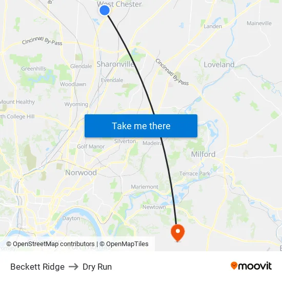 Beckett Ridge to Dry Run map