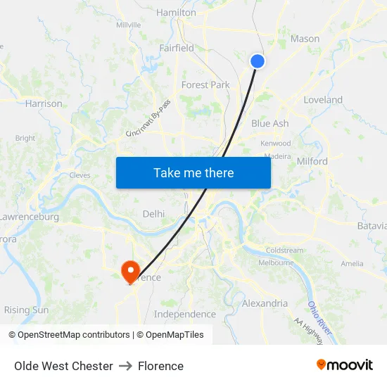 Olde West Chester to Florence map