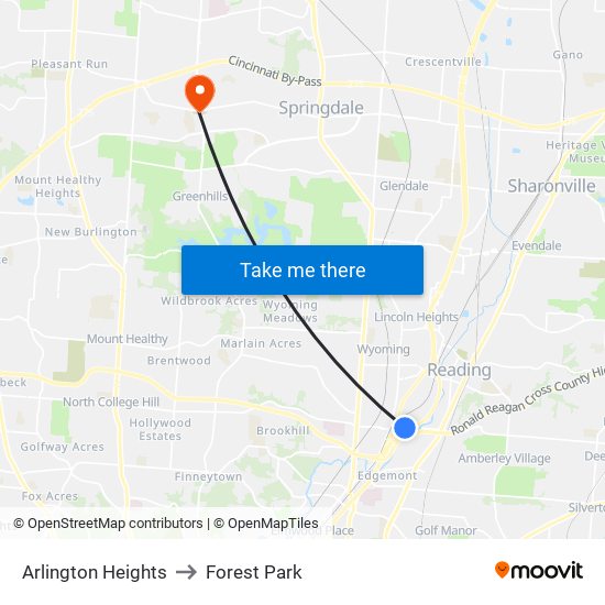 Arlington Heights to Forest Park map