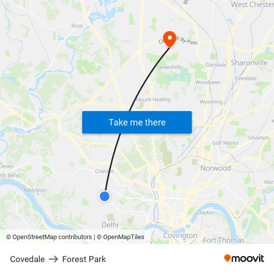 Covedale to Forest Park map