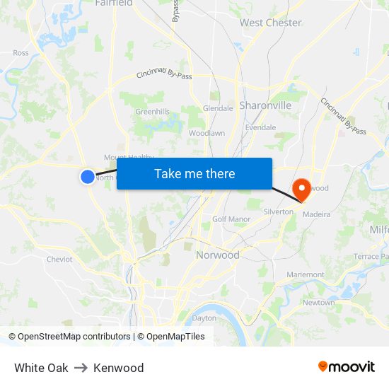 White Oak to Kenwood map