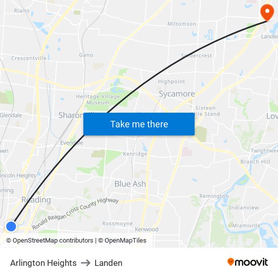 Arlington Heights to Landen map