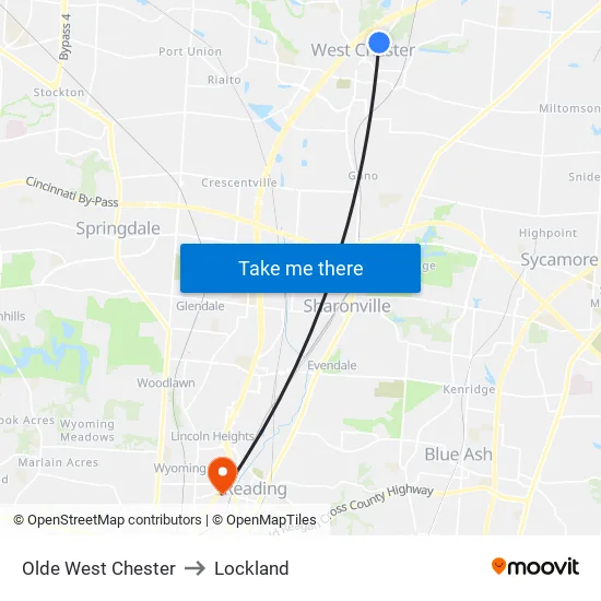 Olde West Chester to Lockland map