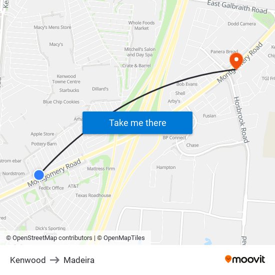 Kenwood to Madeira map