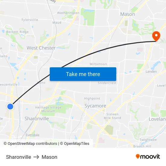 Sharonville to Mason map