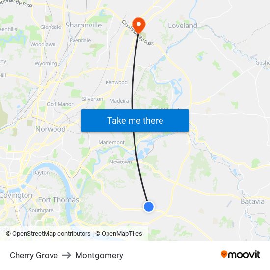 Cherry Grove to Montgomery map