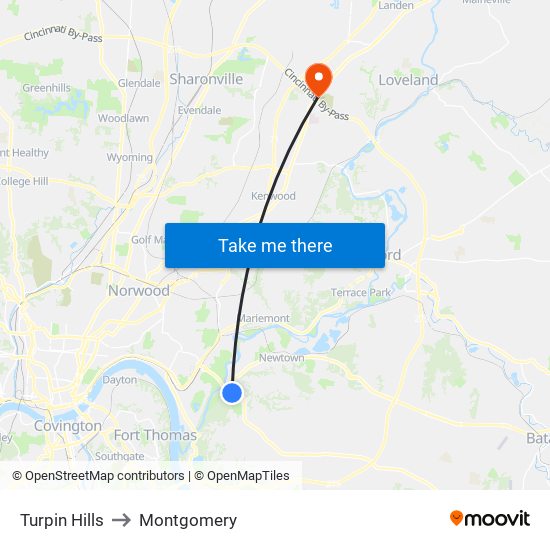 Turpin Hills to Montgomery map