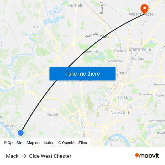 Mack to Olde West Chester map