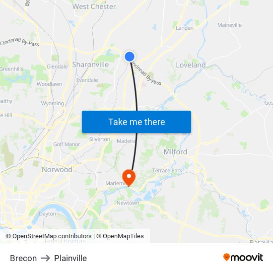 Brecon to Plainville map