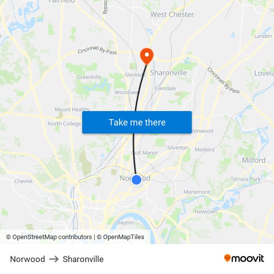 Norwood to Sharonville map