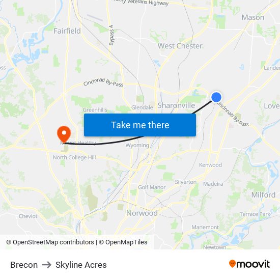 Brecon to Skyline Acres map