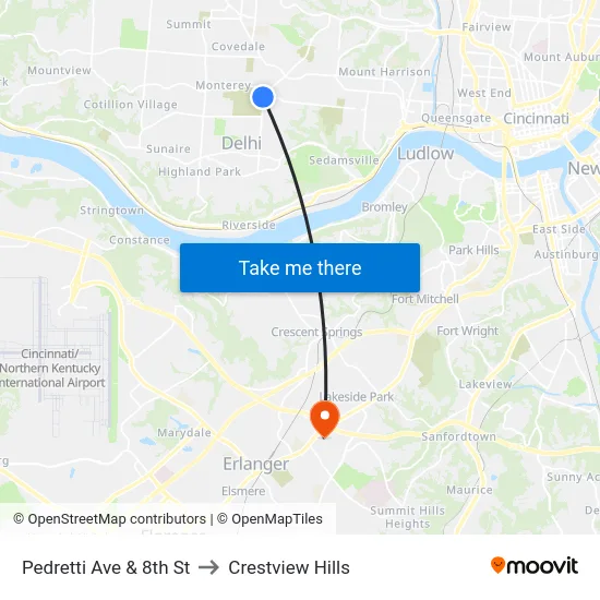 Pedretti Ave & 8th St to Crestview Hills map
