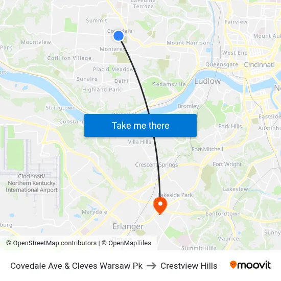 Covedale Ave & Cleves Warsaw Pk to Crestview Hills map