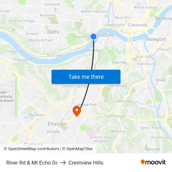 River Rd & Mt Echo Dr to Crestview Hills map