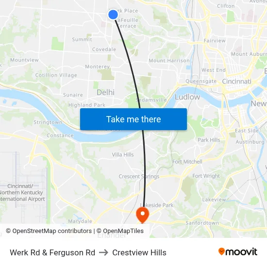 Werk Rd & Ferguson Rd to Crestview Hills map
