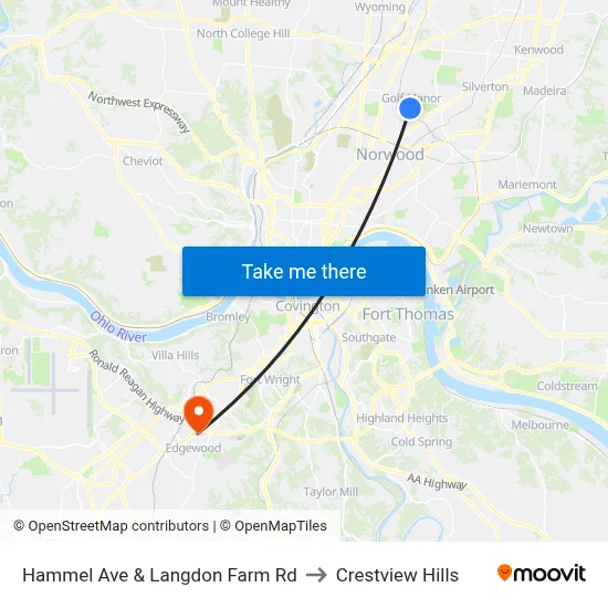 Hammel Ave & Langdon Farm Rd to Crestview Hills map