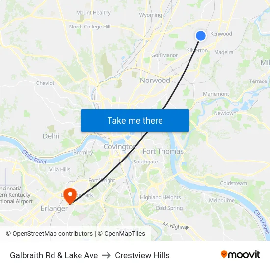 Galbraith Rd & Lake Ave to Crestview Hills map