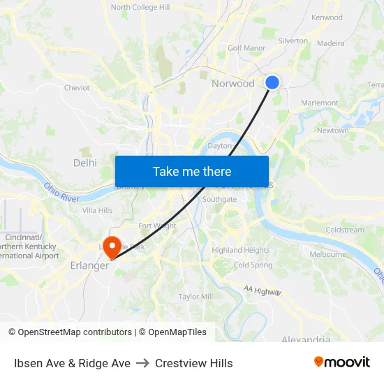 Ibsen Ave & Ridge Ave to Crestview Hills map