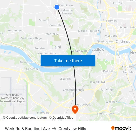 Werk Rd & Boudinot Ave to Crestview Hills map