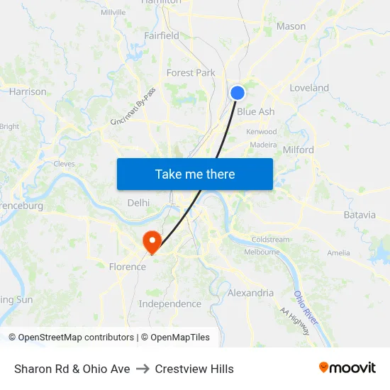 Sharon Rd & Ohio Ave to Crestview Hills map