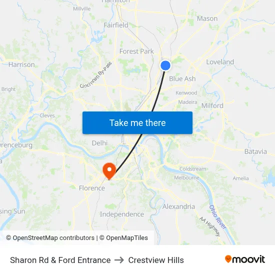 Sharon Rd & Ford Entrance to Crestview Hills map