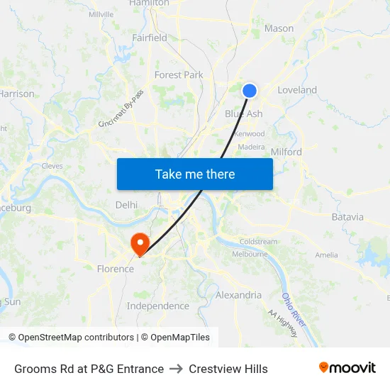 Grooms Rd at P&G Entrance to Crestview Hills map