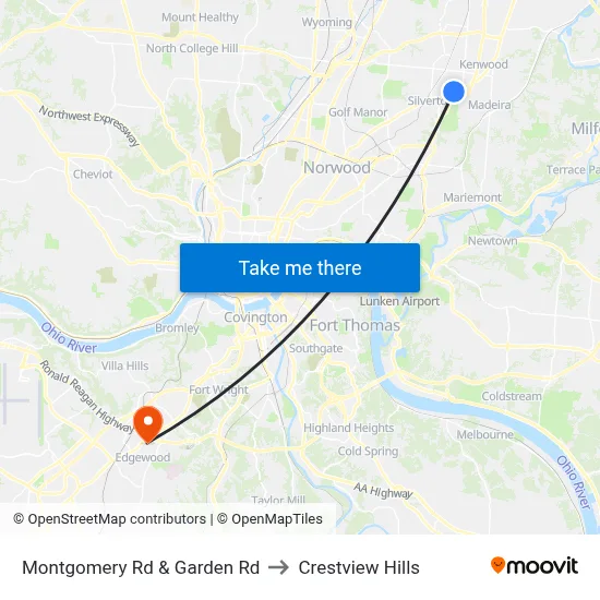 Montgomery Rd & Garden Rd to Crestview Hills map