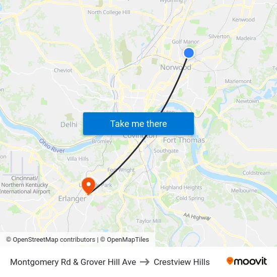 Montgomery Rd & Grover Hill Ave to Crestview Hills map