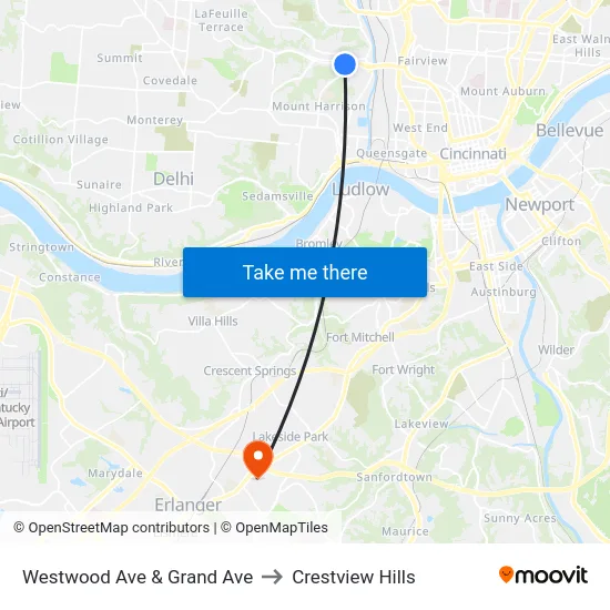 Westwood Ave & Grand Ave to Crestview Hills map